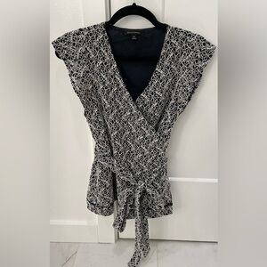 Banana Republic Black and White Wrap Peplum Top